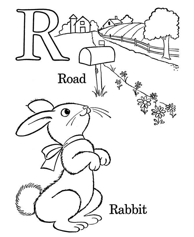 Letters & Objects Coloring Pages - R
