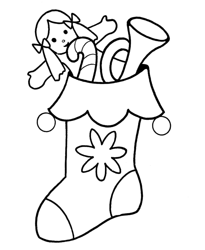 Learning Years: Christmas Coloring Pages  Stocking full 