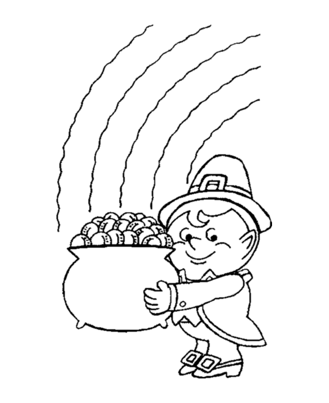 Learning Years: St Patrick Day Coloring Pages - Leprechaun w/ Pot-O-Gold