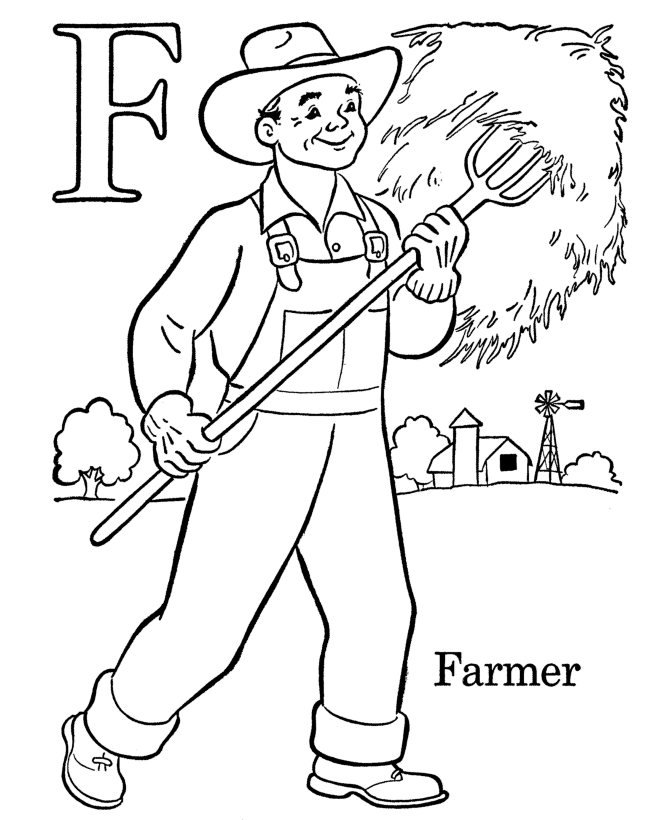 Letters & Objects Coloring Pages - F