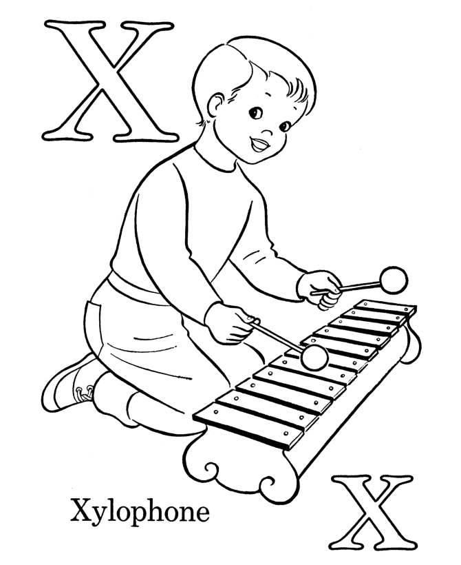 Letters & Objects Coloring Pages - X 