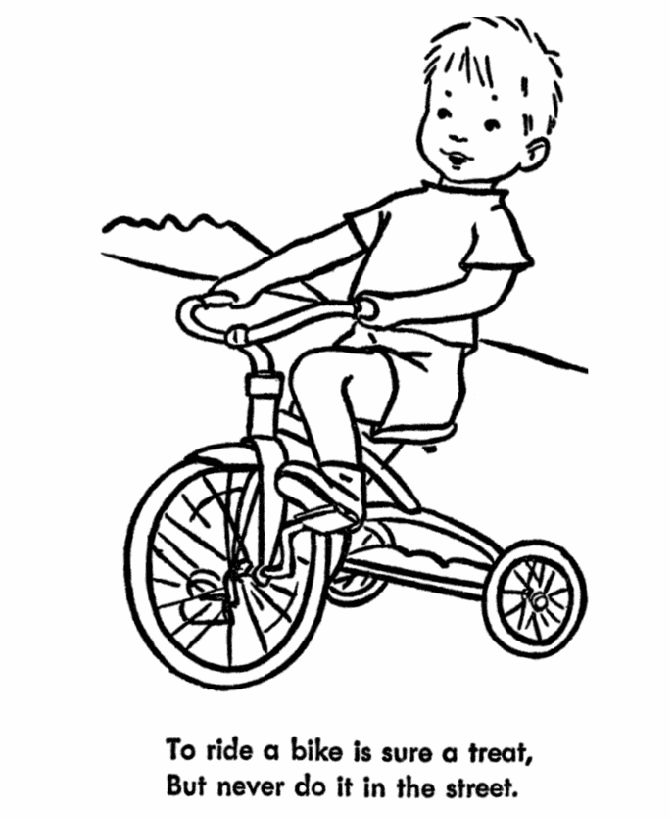 Learning Years Child Safety Coloring Page Bike Pages