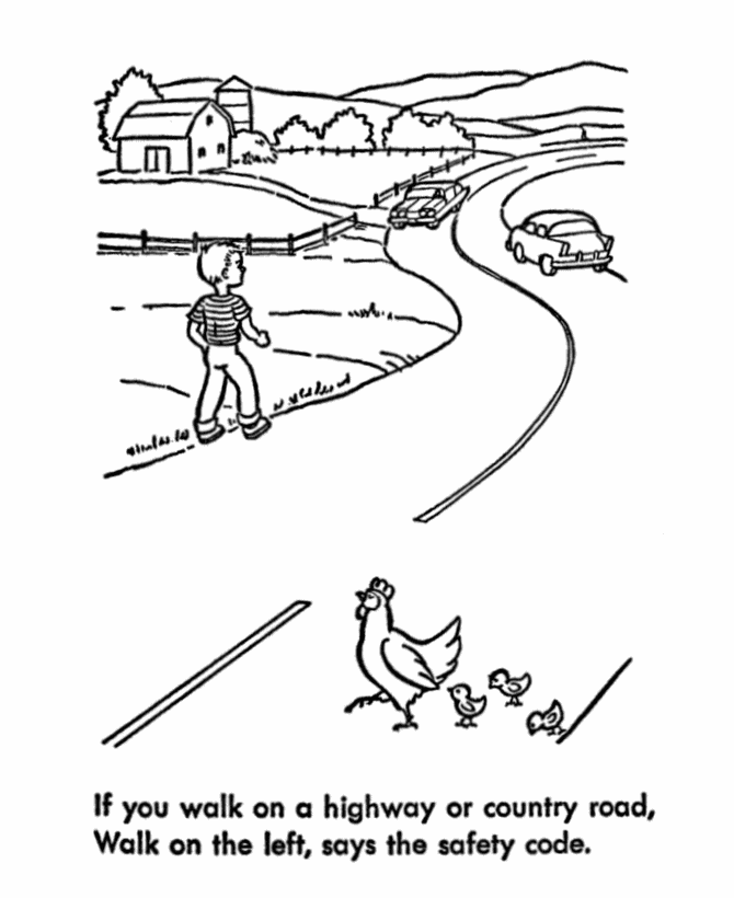 walking safety coloring pages - photo #15