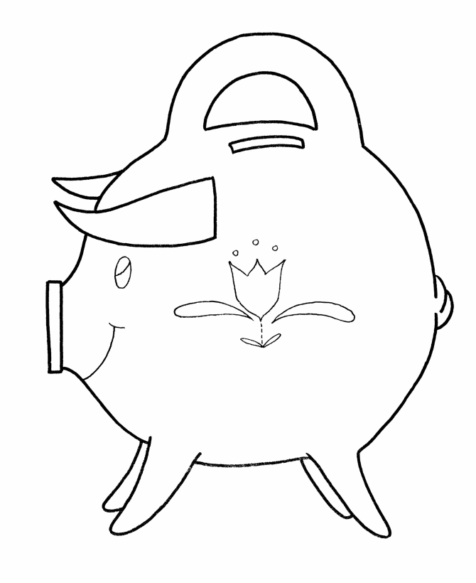 Simple Shapes Coloring Pages - Piggy Bank 