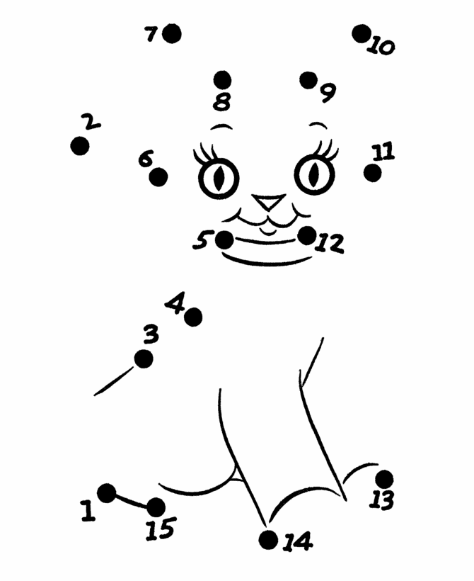 coloring pages kitty cat. Simple Follow the Dots Coloring Pages - Kitty Cat